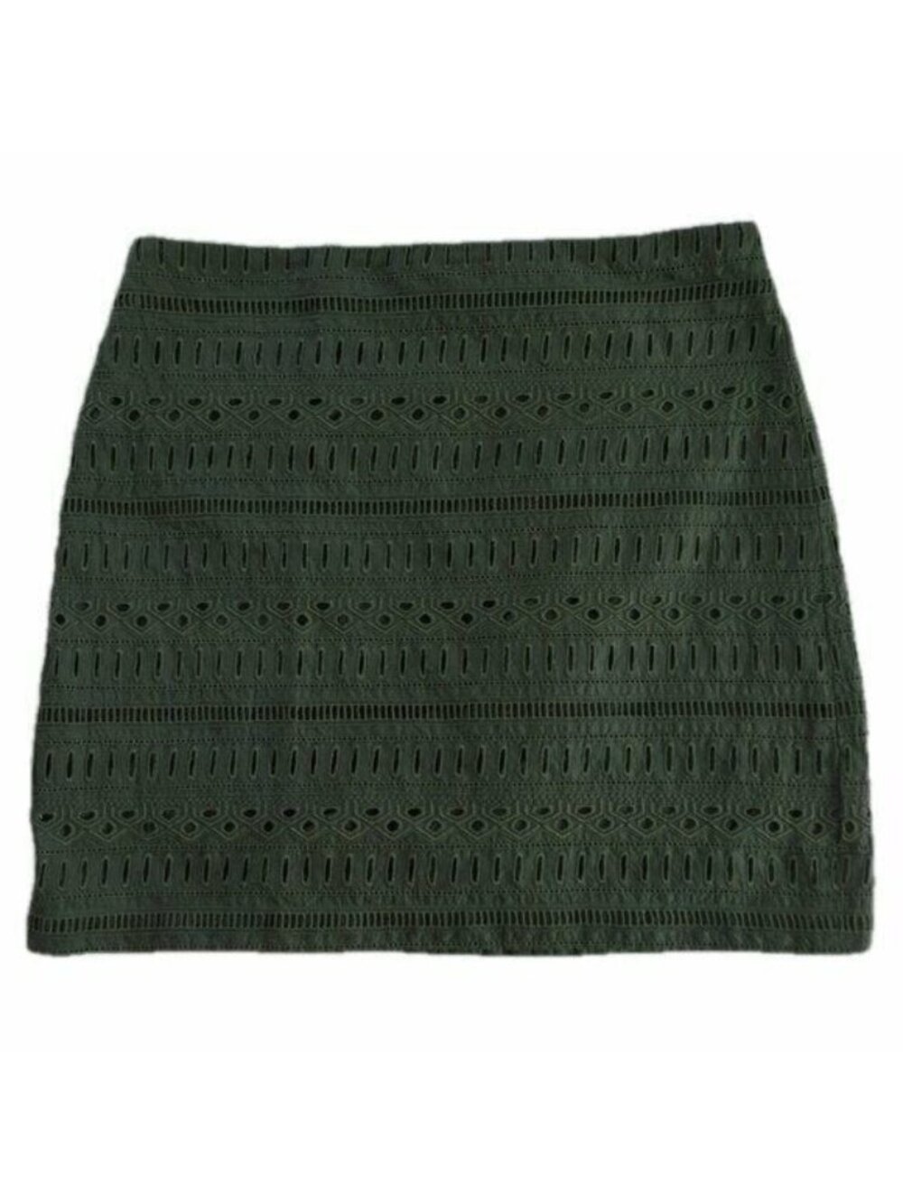 Gap NWT Womens Mini Skirt Size 4 Olive Green Cotton Eyelet Embroidered Boho